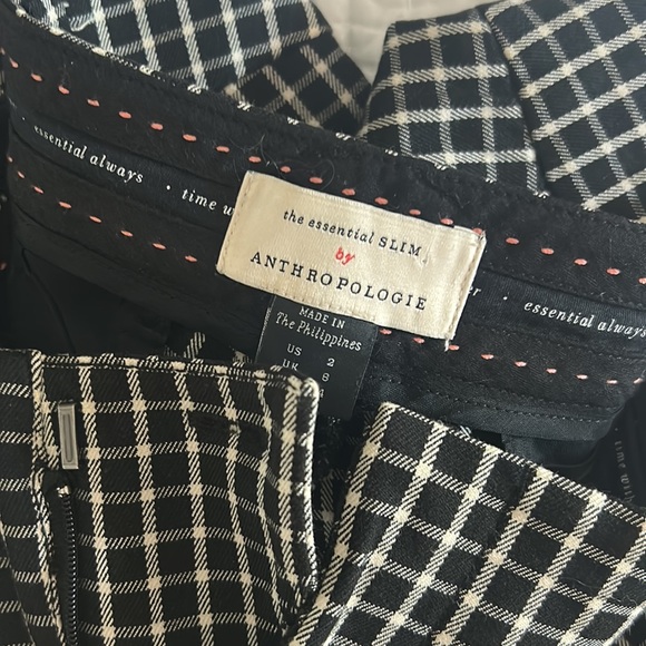 Anthropologie Essential Slim Grid Ankle Trouser Pants - Picture 4 of 4